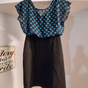 Alyx sz 10 black and blue polka dot midi dress